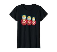 Russian Matryoshka Babushka Nesting Dolls Camiseta, Mujer, Negro, L