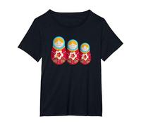 Russian Matryoshka Babushka Nesting Dolls Camiseta, Mujer Tallas Grandes, Negro, 5XL Grande