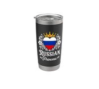 Russian Princess Russia Flag Proud Russian Girl Vaso térmico de acero inoxidable de doble pared