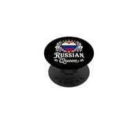 Russian Queen Russia Flag Proud Russian Woman PopSockets PopGrip Adhesivo