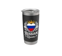 Russian Queen Russia Flag Proud Russian Woman Vaso térmico de acero inoxidable de doble pared