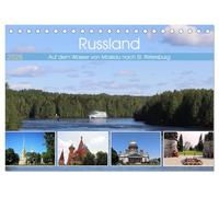 Russland - Auf dem Wasser von Moskau nach St. Petersburg (Tischkalender 2026 DIN A5 quer), CALVENDO Monatskalender: Russische Städte mit tollen Kirchen und Klöstern.