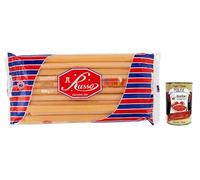 Russo Candele N°73 Pasta de sémola de trigo duro, 100% trigo italiano, paquete de 500 g + lata de 400 g de Polpa di Pomodoro italiana