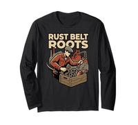Rust Belt Roots Patrimonio Industrial Collar Orgullo Azul Humor Manga Larga