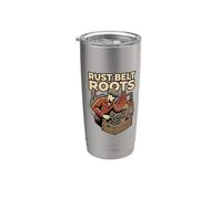 Rust Belt Roots Patrimonio Industrial Collar Orgullo Azul Humor Vaso térmico de acero inoxidable de doble pared