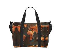 Rust - Bolsa de transporte versátil con diseño de mapa del mundo, ideal para negocios, deportes, estancias de fin de semana, color negro, talla única, Black, Talla única