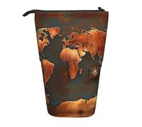 Rust - Estuche telescópico para lápices con diseño de mapa del mundo, Black, Talla única