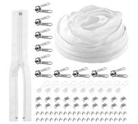 Rustark 1 rollo de cinta de cremallera de nailon blanco #5 de 10 yardas, cremalleras para coser cinta de cremallera de bobina de nailon, rollo de tira de cremallera con deslizadores de cremallera,