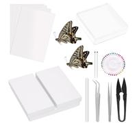Rustark 15 piezas de herramientas para hacer insectos especiales Kit de fijación de insectos con pasadores de insectos, alas de prensado de papel, placa de fijación de insectos, caja de exhibición de