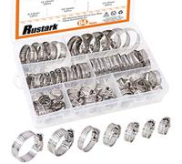 Rustark - Abrazaderas para manguera de engranaje de acero inoxidable 304, 65 piezas, con caja de almacenamiento, ajustable, de 8 a 44 mm