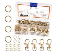 Rustark El juego de 125 llaveros dorados incluye anillos de salto, cierres de pinza de langosta, ganchos para llavero con llavero para collares, pulseras, manualidades, fabricación de joyas