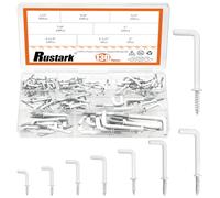 Rustark Ganchos en forma de L con revestimiento de plástico autorroscantes para colgar en interiores y exteriores (blanco)