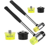 Rustark Martillo de doble cabeza de plástico y goma Martillo de goma de doble cara con cabeza de repuesto para joyas, manualidades de cuero, instalación de madera