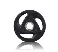 RUSTER Discos de Pesas con Agarre 50 mm de Hierro Recubierto en Goma Natural, Compatibles con Barra Olímpica, Weight Plates para Entrenamiento de Fuerza en Casa y Gimnasio (1,25-25 kg) (Negro, 5kg)