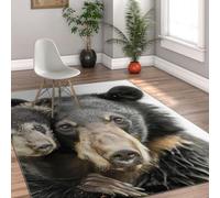 Rustic Alfombra 90x150cm for salon Black Bear estampado antideslizante Backing lavable Alfombrilla Cute Animal Prints Large Tapete resistente a las manchas Home Decor dormitorio Creative Design