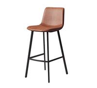 Rustic Barstool with Black Metal Legs (75cm Seat Height, Gray Backrest)