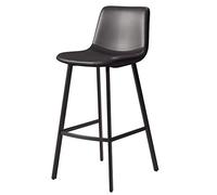 Rustic Barstool with Black Metal Legs (75cm Seat Height, Gray Backrest)