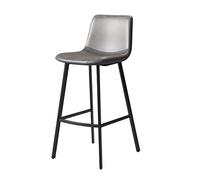 Rustic Barstool with Black Metal Legs (75cm Seat Height, Gray Backrest)
