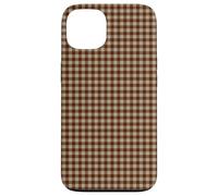 Rustic Brown Taupe Gingham Fall Farmhouse Aesthetic Carcasa para iPhone 13