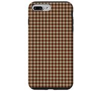 Rustic Brown Taupe Gingham Fall Farmhouse Aesthetic Carcasa para iPhone 7 Plus/8 Plus