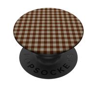 Rustic Brown Taupe Gingham Fall Farmhouse Aesthetic PopSockets PopGrip Adhesivo