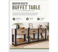 Rustic Buffet Table Woodworking Plans: Step-by-Step DIY Furniture Building Guide with Cut List, Dimensions, Tools Required and Assembly Instructions