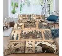 Rustic Cabin Scenes Funda Edredon Juego de Ropa de Cama de 3 Piezas Impresión 3D Cierre de Rustic Cabin Scenes Funda de Edredón Funda de Almohada a Juego Lavables Suave for niña Double（200x200cm）