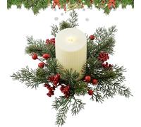 Rustic Candle Centerpieces, Holiday Home Decor, Seasonal Candle Accessories, Elegant Candle Ring Designs, Multi-Purpose Candle Holders, Red Berry Christmas Decor,