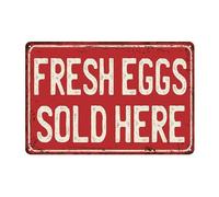 Rustic Chicken Coop Metal Sign Fresh Eggs Daily Farmers Market Style Decor for Country Home Garden Shed Outdoor Wall 8 X 12 inch