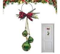 Rustic Christmas Bells Garland - Metal Bowknot Tree Hanger Crafts for Warm Farmhouse Décor, Festive Bell Ornament for Front Door Home Wall Mantle Winter Holiday and New Year Wedding Displays