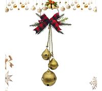 Rustic Christmas Bells Garland - Metal Bowknot Tree Hanger Crafts for Warm Farmhouse Décor, Festive Bell Ornament for Front Door Home Wall Mantle Winter Holiday and New Year Wedding Displays