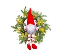 Rustic Christmas GNOME Wreath - Artificial Holiday Accent, Illuminated GNOME Ornament, Charming Seasonal Wall Decor, Winter-Themed Hanging Decoration | Home Window, Farmhouse Porch, Office Lobby