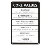 Rustic Core Values Sign Retro Metal Tin Plaque Motivational Saying for Home Decor Office Gym Bar or Workshop 8 X 12 inch