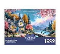 Rustic Cottage 1000 Pcs Premium-Karton Puzzle Cottage by The Lake Stressabbau Familienspiel Puzzles Als Geburtstagsgeschenke 38x26cm/1000pcs