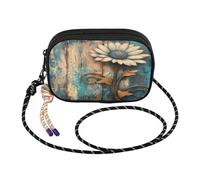 Rustic Daisy - Bolso cruzado de madera para mujer, pequeño monedero para teléfono celular, con correa ajustable, bolso cruzado casual de viaje para mujer