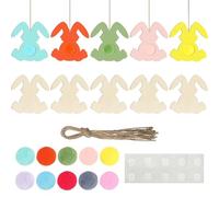 Rustic Easter Rabbits - Paquete de Ornamento de Madera, 10 Piezas en con diseño, sin terminar Craft Set with Style, Festive Home Decoration, Seasonal Supplies for Gardening, Indoor, Office