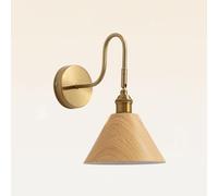 Rustic Farmhouse Metal Wall Sconce Adjustable Lamp Wood Grain Color Wall Mount Single Sconce with Conical Shade, E27 Wall Sconce Light Lamp Fixture for Bedroom, Living Room, Corridor (Size : Wa/Natura
