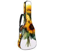 Rustic Garden - Funda impermeable para guitarra acústica, diseño de flores silvestres y mariposas, acolchado de 1 cm de grosor, impermeable, con correa de hombro ajustable doble para guitarra de 40 a