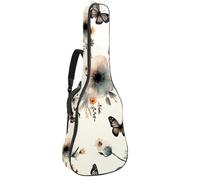 Rustic Garden - Funda impermeable para guitarra acústica, diseño de flores silvestres y mariposas, acolchado de 1 cm de grosor, impermeable, con correa de hombro ajustable doble para guitarra de 40 a