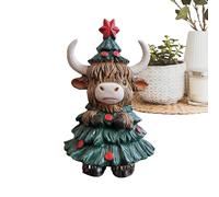 Rustic Highland Cow - Scottish Christmas Figurine for Festive Decor | Resin Craft Miniature Sculpture with Hand Painted Details & Charming Lifelike Design for Table Mantel and Holiday Display