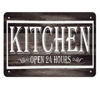 Rustic Kitchen Decor Metal Sign Farmhouse Open Vintage Tin Wall-Art Cozy Welcome Sign for Home Cafe Theme 8 X 12 in