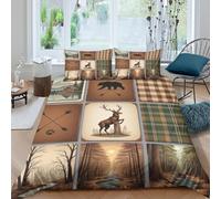 Rustic Lodge Art Funda Edredon de poliéster Juego de 3 Piezas Diseño 3D con Cremallera Rustic Lodge Arte Funda de Edredón Incluye Funda de Almohada Transpirable for Ancianos Double（200x200cm）