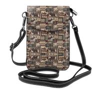 Rustic Lodge Bear - Cartera espaciosa para teléfono celular, bolsa cruzada pequeña de lona versátil con correa de cuero ajustable, color negro, talla única