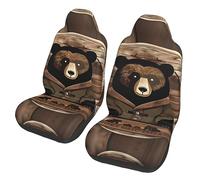Rustic Lodge Bear Dua Sarung JOK Mobil,& Sarung JOK Mobil Depan, Cocok Untuk Sebagian Besar Mobil, SUV, Truk, Van, Dll.
