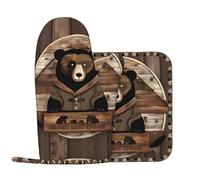 Rustic Lodge Bear - Guantes antiquemaduras resistentes a altas temperaturas, adecuados para hornear, asar y cocinar
