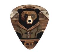 Rustic Lodge Bear - Juego de 12 púas para guitarra acústica, guitarra eléctrica, ukelele
