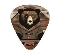 Rustic Lodge Bear - Juego de 12 púas para guitarra, incluye 3 grosores de púas para guitarras acústicas, ukeleles y más.
