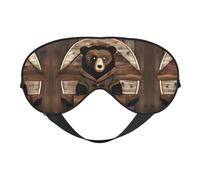 Rustic Lodge Bear - Máscara de ojos suave, impresión completa, 96% poliéster, 4% elastano