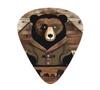 Rustic Lodge Bear - Púas de guitarra de 12 piezas, material ABS, bordes lisos, sensación cómoda, 3 grosores opcionales