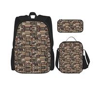 Rustic Lodge Bear Schoolbag Set de tres Cross Lunch Bag Pencil Bag Set Boys and Girls' Schoolbag